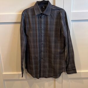 Calvin Klein slim fit collared long sleeve dress shirt black and gray
